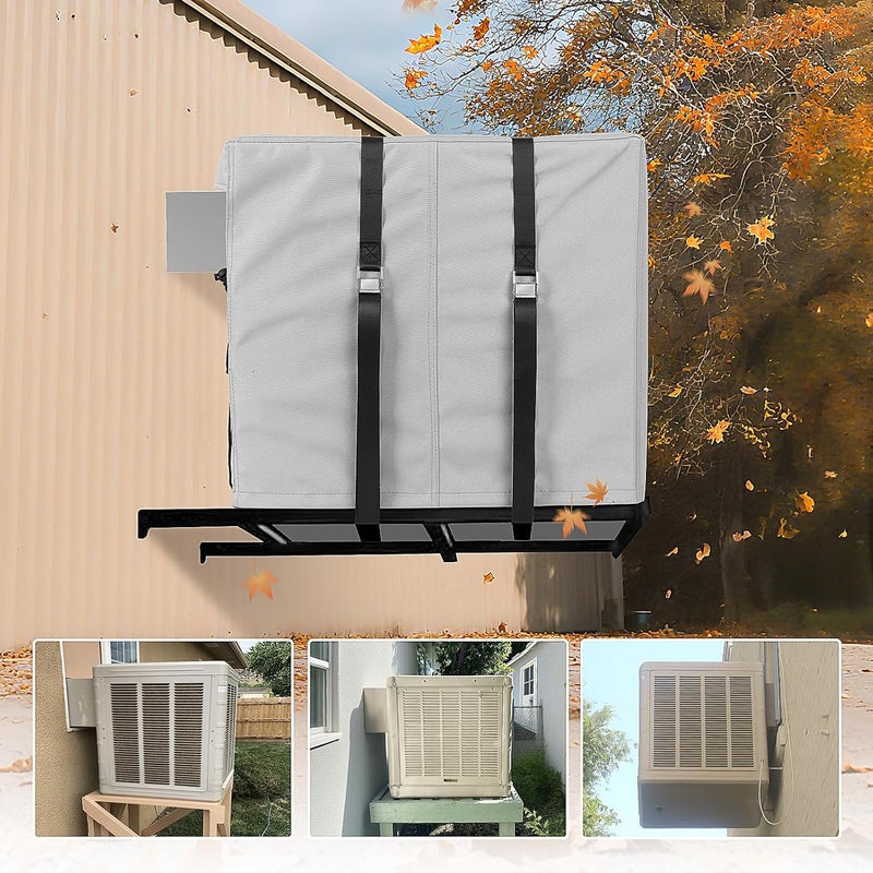 TWAKAP Side Draft Swamp Cooler Cover with 2 Tie Down Straps, Heavy Duty Side Draft Evaporative Cooler Cover, Waterproof Evaporative Cooler Side Discharge Covers, 40" W x 40" D x 46" H - Image 2